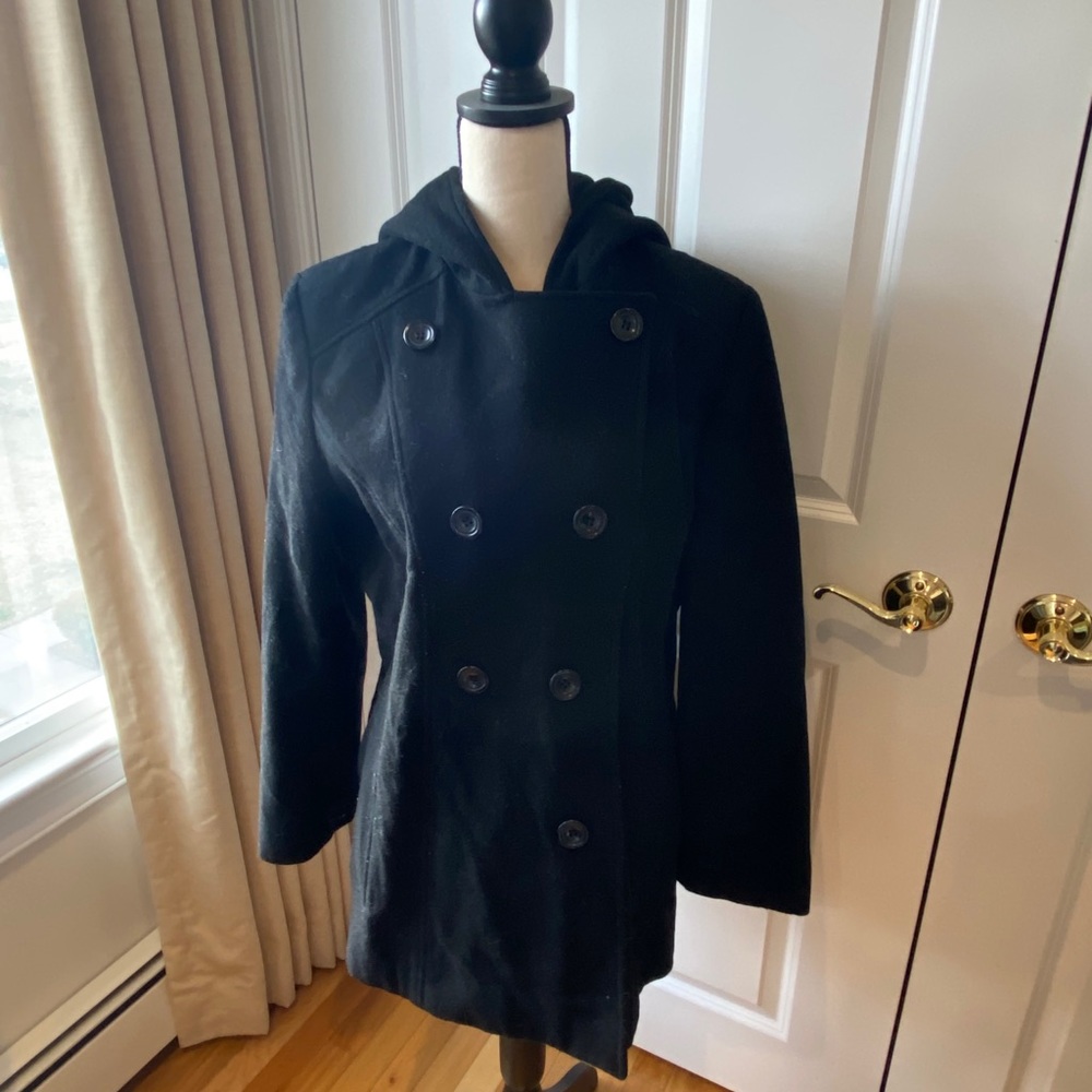 Anne Klein Wool Hooded Peacoat